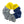 Scrunchie with colour block in gray, navy & yellow on a white background