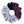 Scrunchie with colour block in gray, black, and purple on a white background