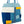 Quilted tote bag with blue, white, and yellow patchwork design on a white background