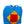 Blue quilted bag with red and yellow diamond pattern on a white background