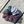 Upcycled Handmade Knit Scrunchie - Colour Block (Purple, Light Grey & Green)