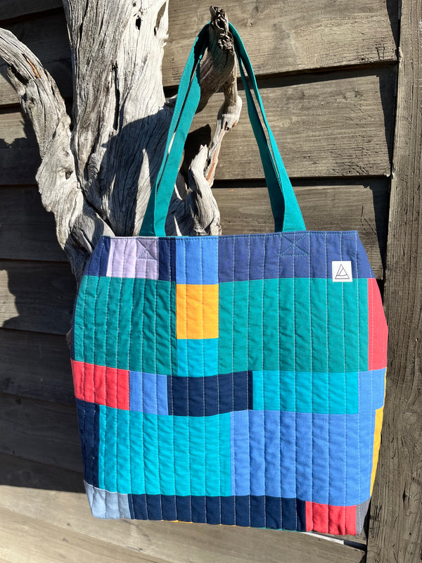 Upcycled Handmade Patchwork Quilted Bag - Carry All Bag