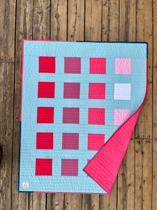 Upcycled Handmade Patchwork Baby Quilt - Yarm Pattern (Light Blue, Pink & White)